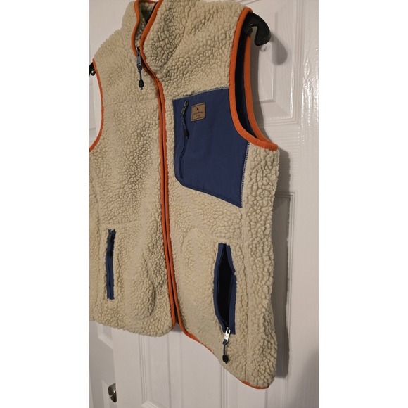 Eddie Bauer Vest Womens Medium Tan Rangefinder Sherpa Deep Pile Fleece Full Zip - Picture 2 of 10